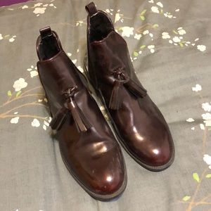 Zara Ankle Booties size 9 40 Tassel Maroon Shoes